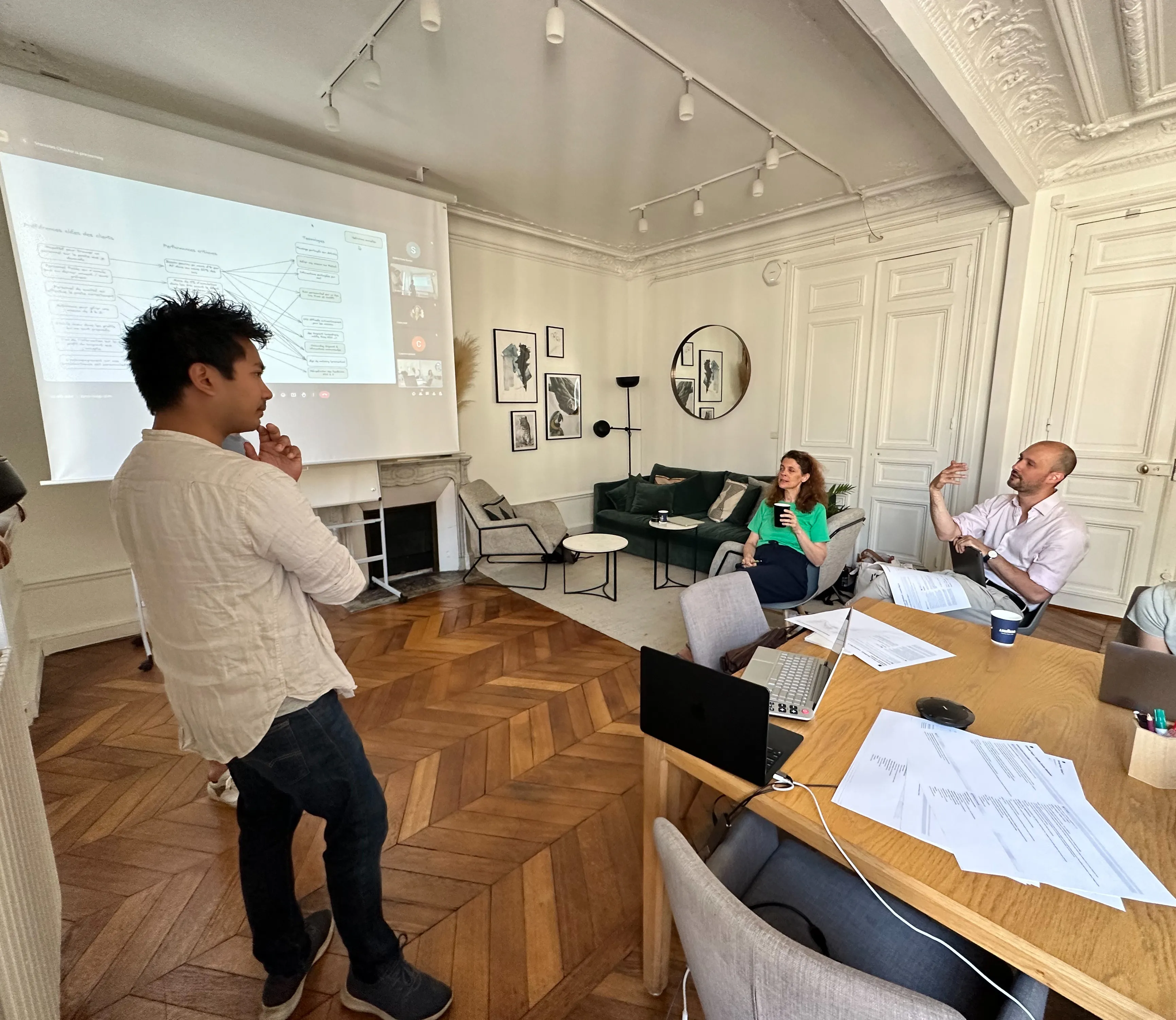 A group session with Sandrine and an external investor